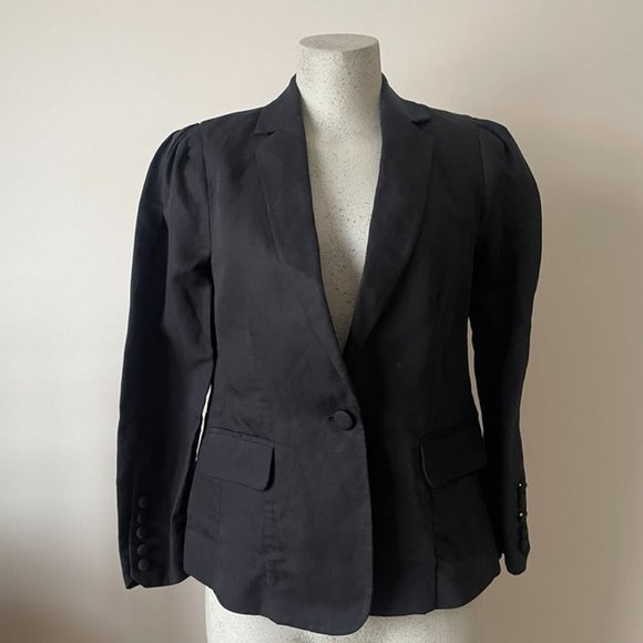 Frame | Black Single Button Pleat Blazer - Size 4 NWT - Picture 5 of 15